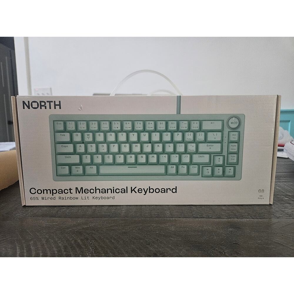 NEW NORTH Compact Mechanical Keyboard 65% Wired Rainbow Lit Keyboard Mint Green